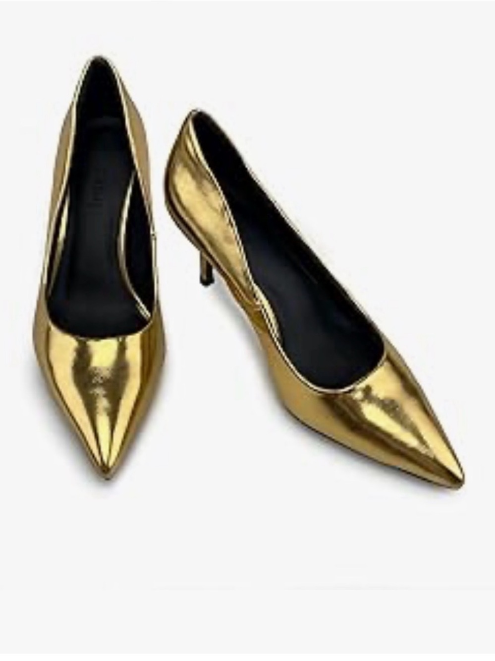 VACCASHE Gold Pointed-Toe Kitten Heel